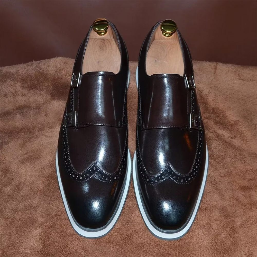 Chaussures Formelles Pour Hommes Habillées Élégantes À Boucle Classique - Café