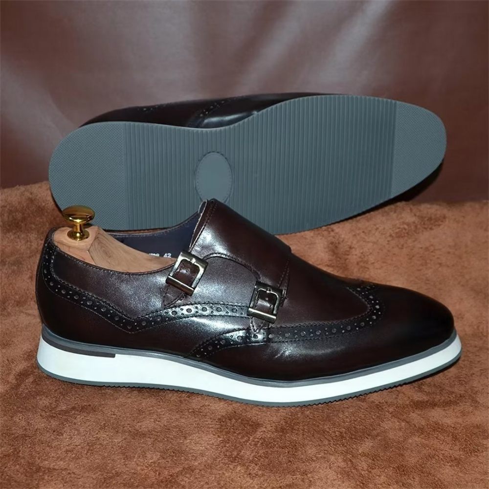 Chaussures Formelles Pour Hommes Habillées Élégantes À Boucle Classique - Café