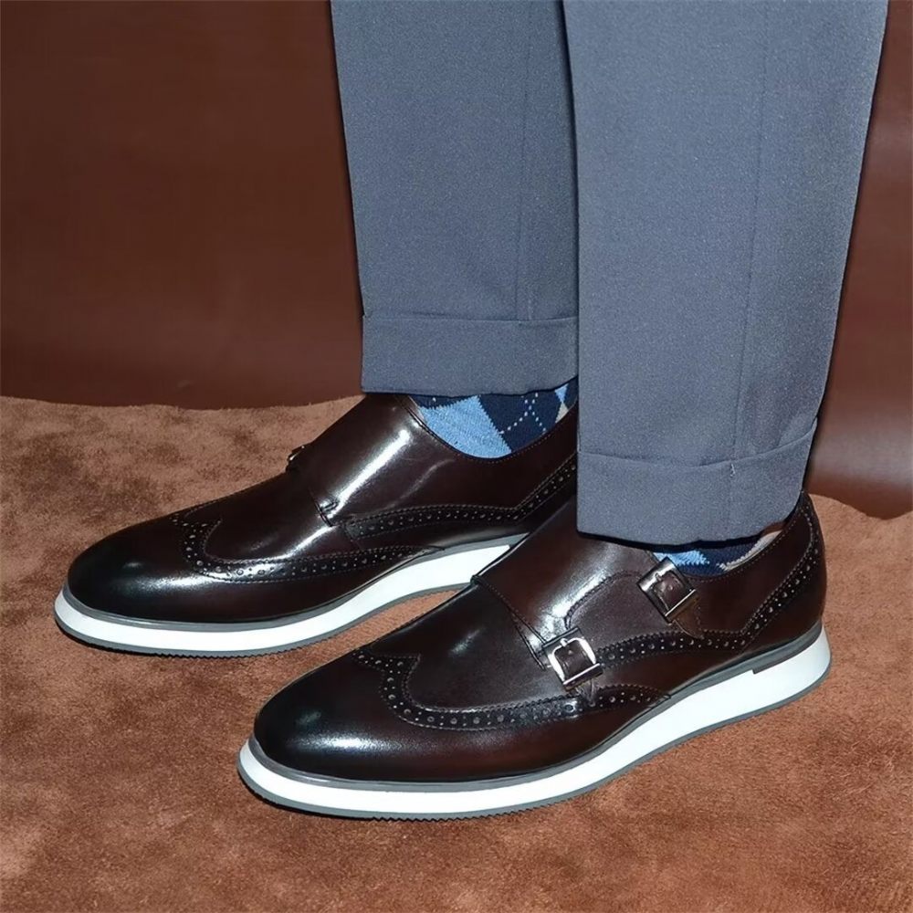 Chaussures Formelles Pour Hommes Habillées Élégantes À Boucle Classique - Café