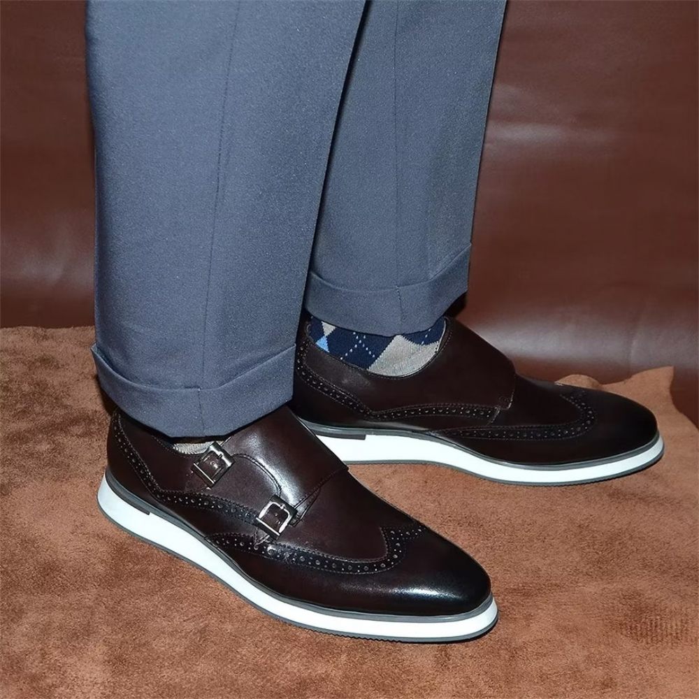 Chaussures Formelles Pour Hommes Habillées Élégantes À Boucle Classique - Café