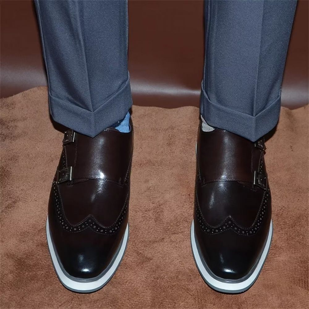 Chaussures Formelles Pour Hommes Habillées Élégantes À Boucle Classique - Café