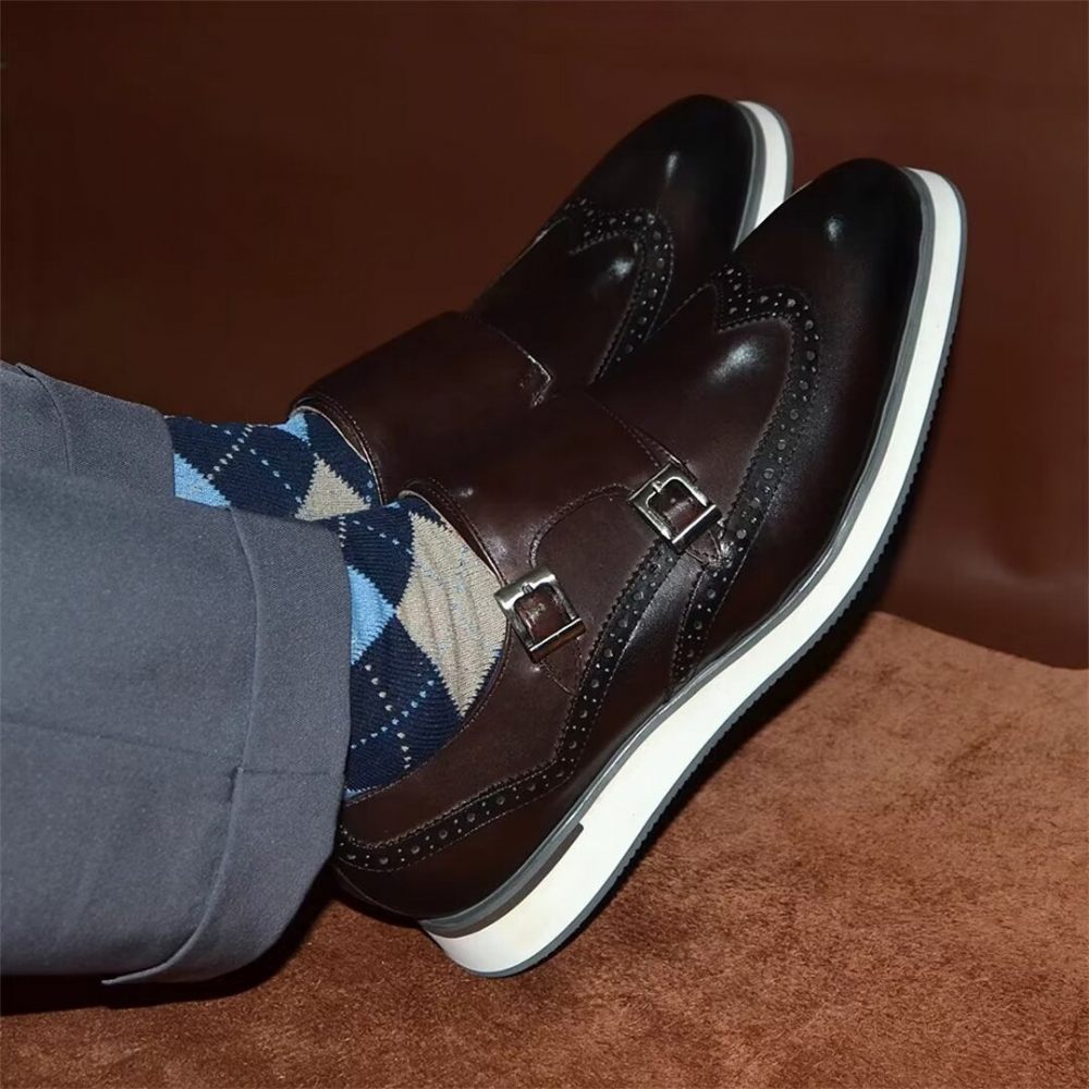 Chaussures Formelles Pour Hommes Habillées Élégantes À Boucle Classique - Café