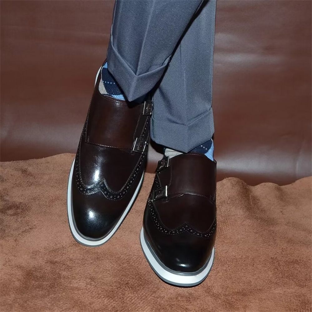 Chaussures Formelles Pour Hommes Habillées Élégantes À Boucle Classique - Café