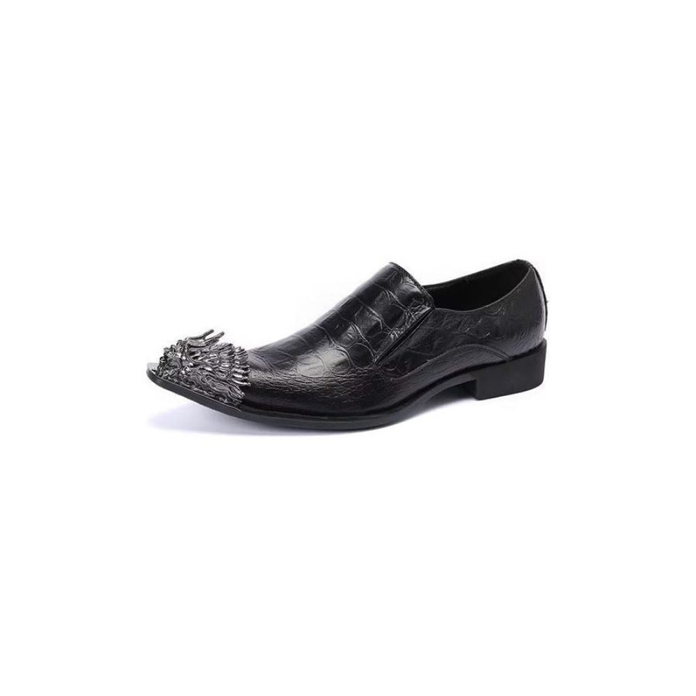 Chaussures Formelles Pour Hommes Habillées Élégantes Cuir Crocodile - Noir