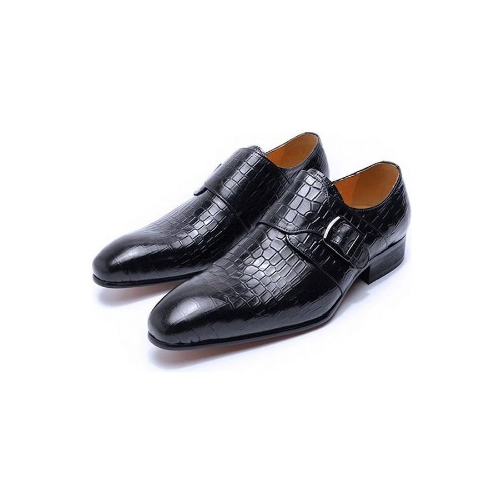 Chaussures Formelles Pour Hommes Habillées Élégantes Luxe Croco Avec Sangle Moine