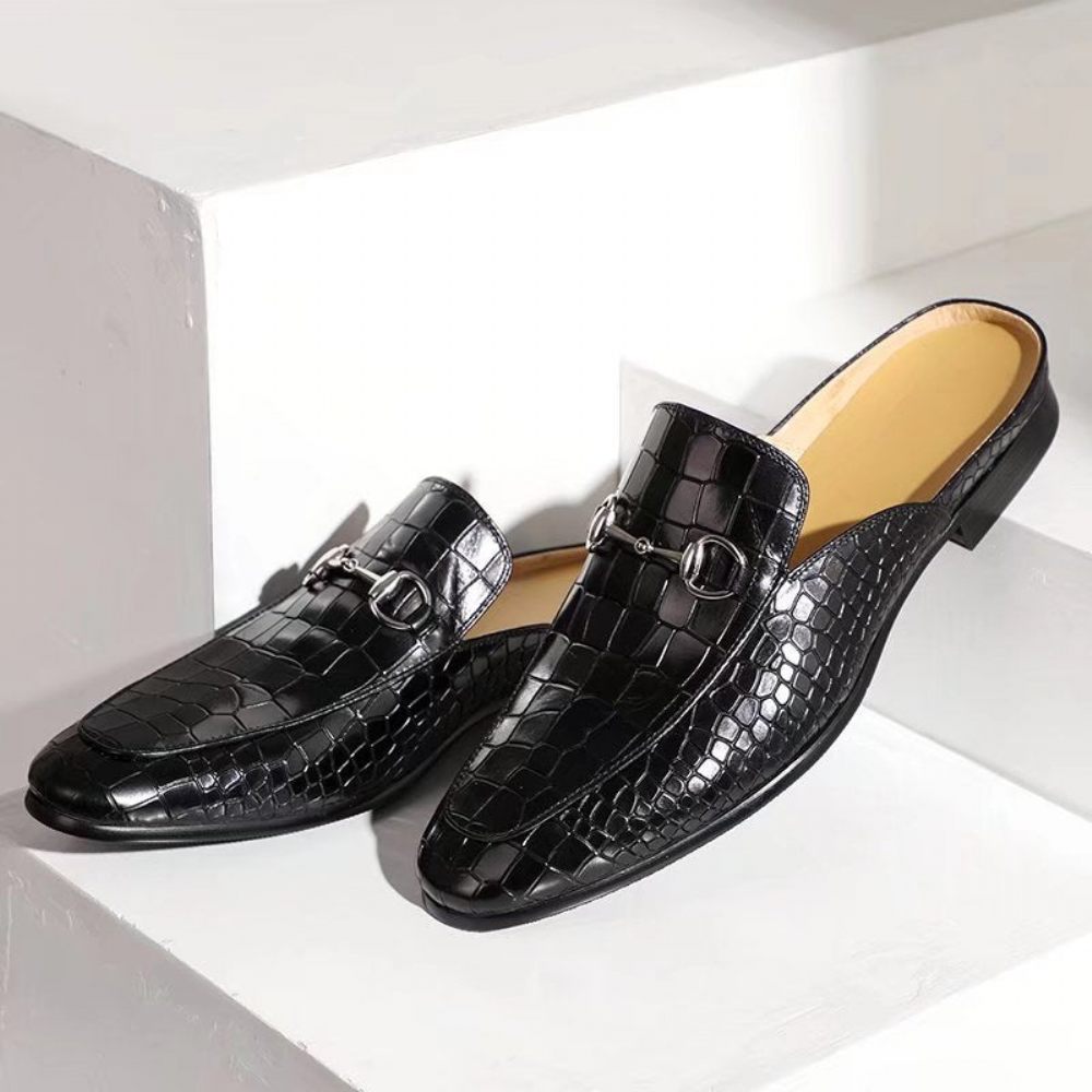 Chaussures Formelles Pour Hommes Habillées À Enfiler Cuir Exotique - Noir