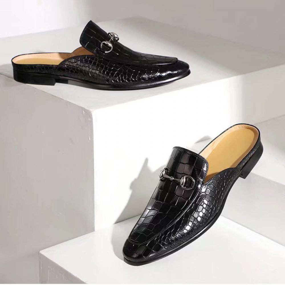 Chaussures Formelles Pour Hommes Habillées À Enfiler Cuir Exotique - Noir