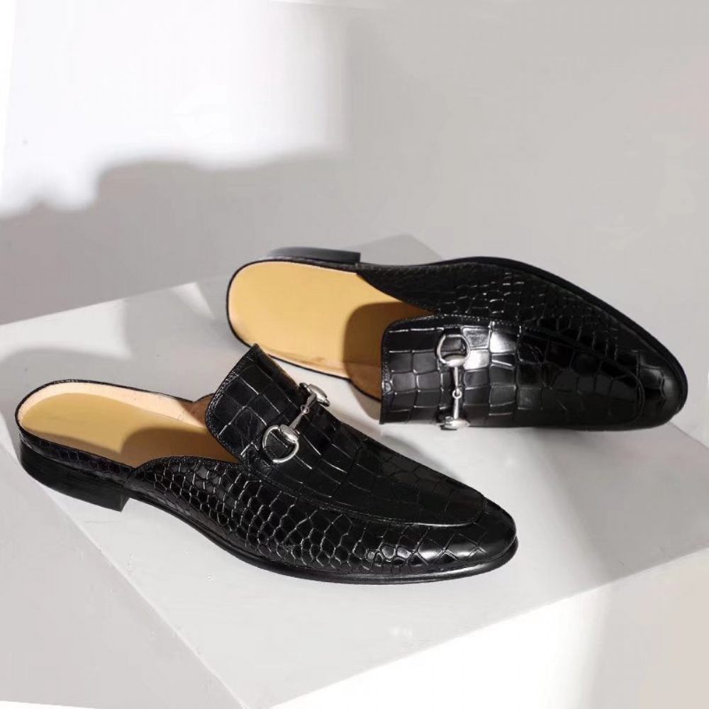 Chaussures Formelles Pour Hommes Habillées À Enfiler Cuir Exotique - Noir