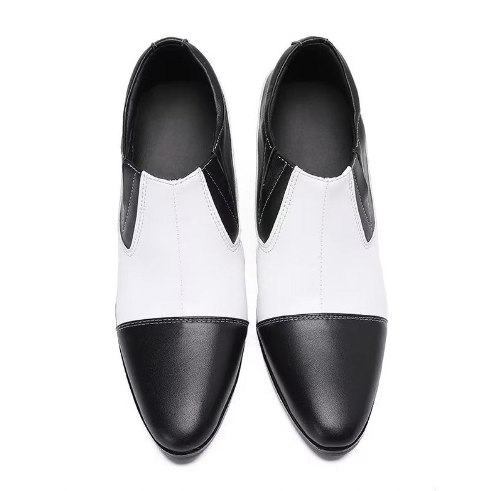 Chaussures Formelles Pour Hommes Habillées À Enfiler Cuir Véritable - Blanc