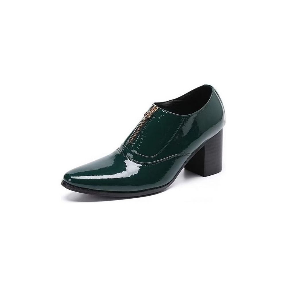 Chaussures Formelles Pour Hommes Habillées À Enfiler Cuir Véritable - Vert