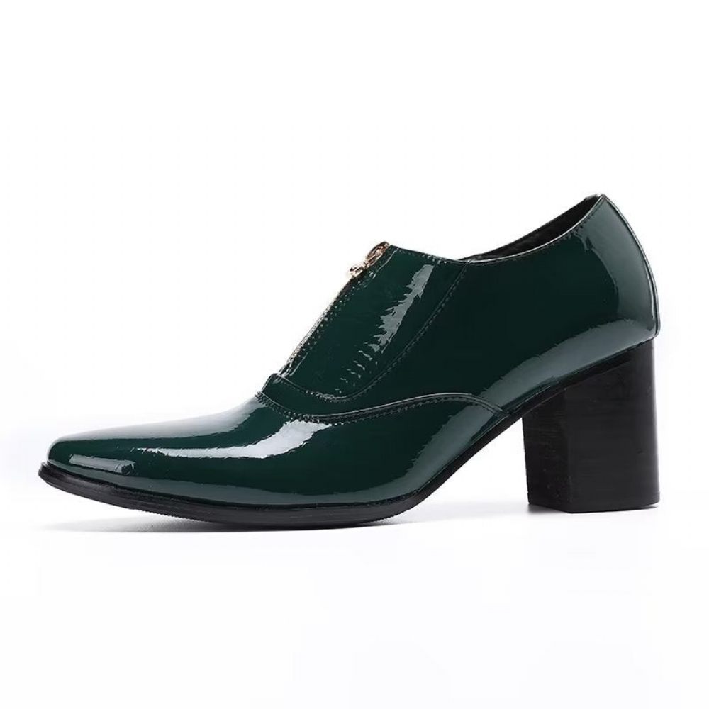 Chaussures Formelles Pour Hommes Habillées À Enfiler Cuir Véritable - Vert