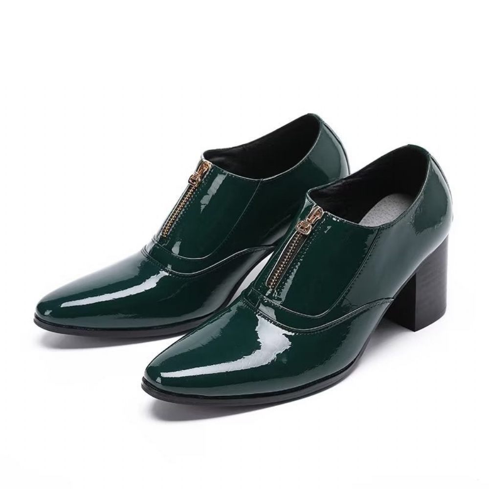 Chaussures Formelles Pour Hommes Habillées À Enfiler Cuir Véritable - Vert