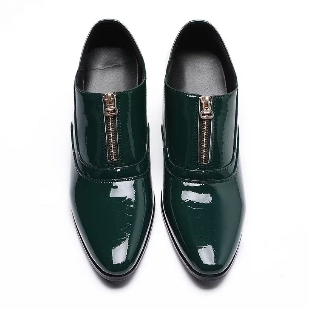 Chaussures Formelles Pour Hommes Habillées À Enfiler Cuir Véritable - Vert