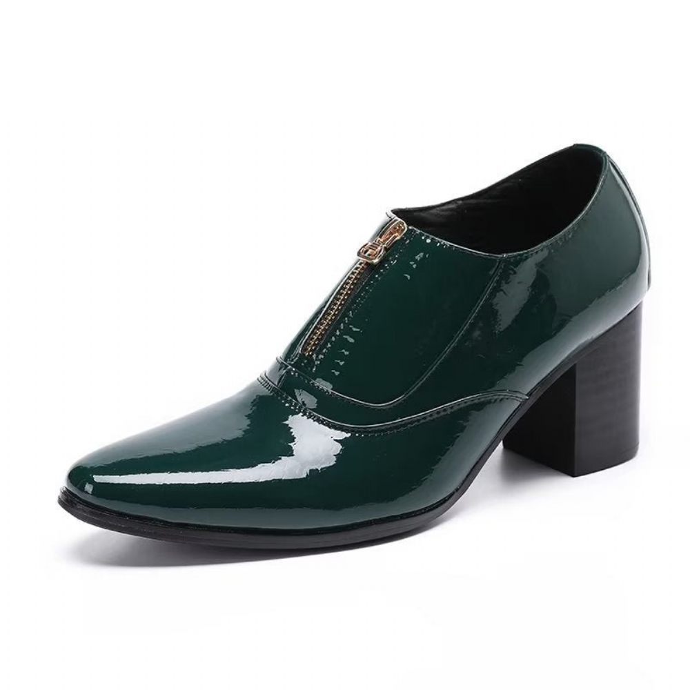 Chaussures Formelles Pour Hommes Habillées À Enfiler Cuir Véritable - Vert