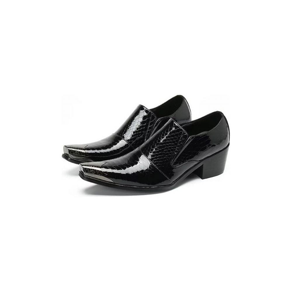 Chaussures Formelles Pour Hommes Habillées À Enfiler Cuir Véritable - Noir 1