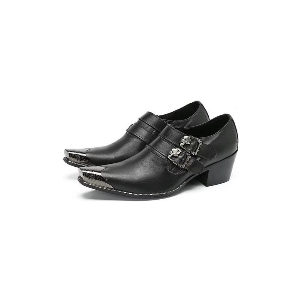 Chaussures Formelles Pour Hommes Habillées À Enfiler Cuir Véritable - Noir 2