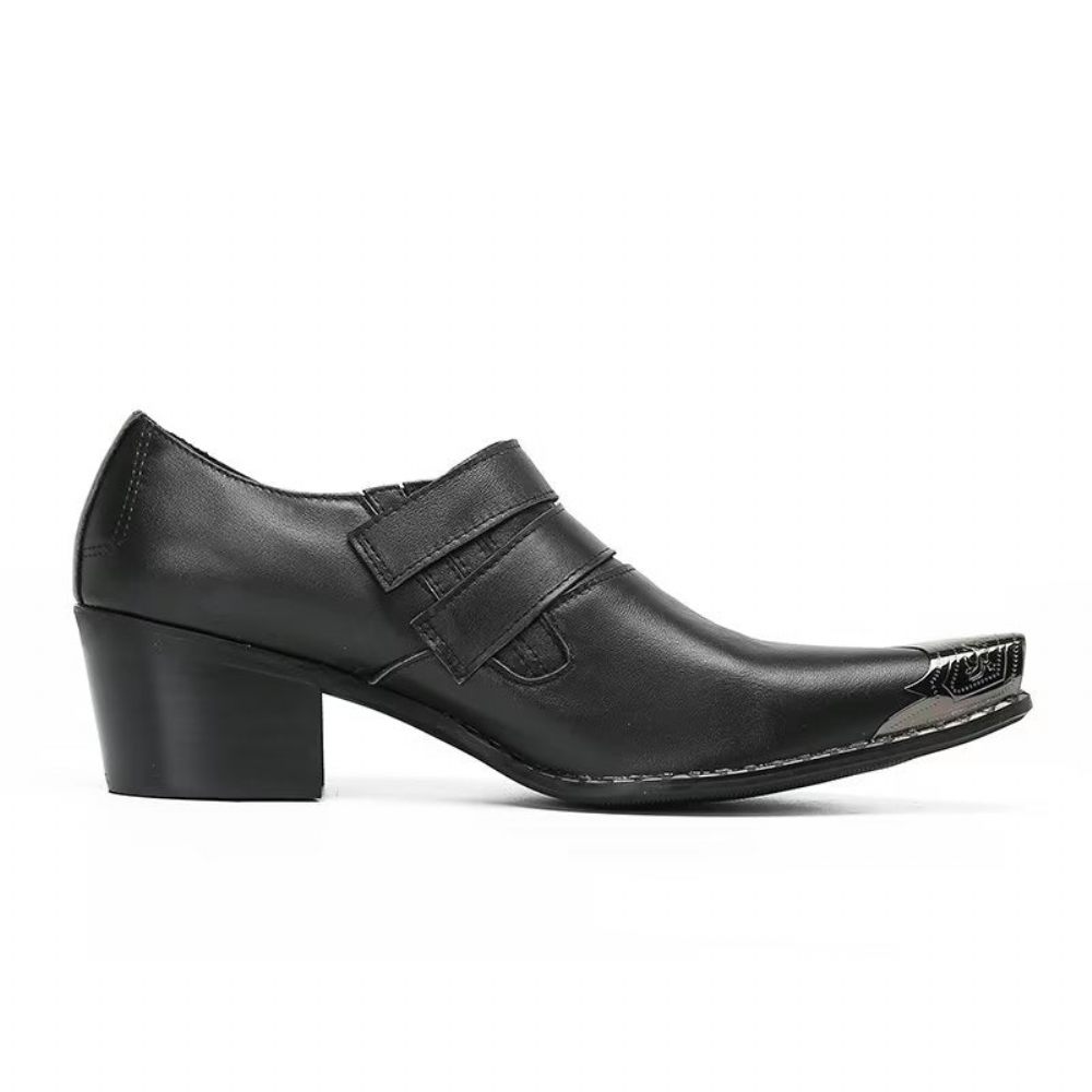 Chaussures Formelles Pour Hommes Habillées À Enfiler Cuir Véritable - Noir 2