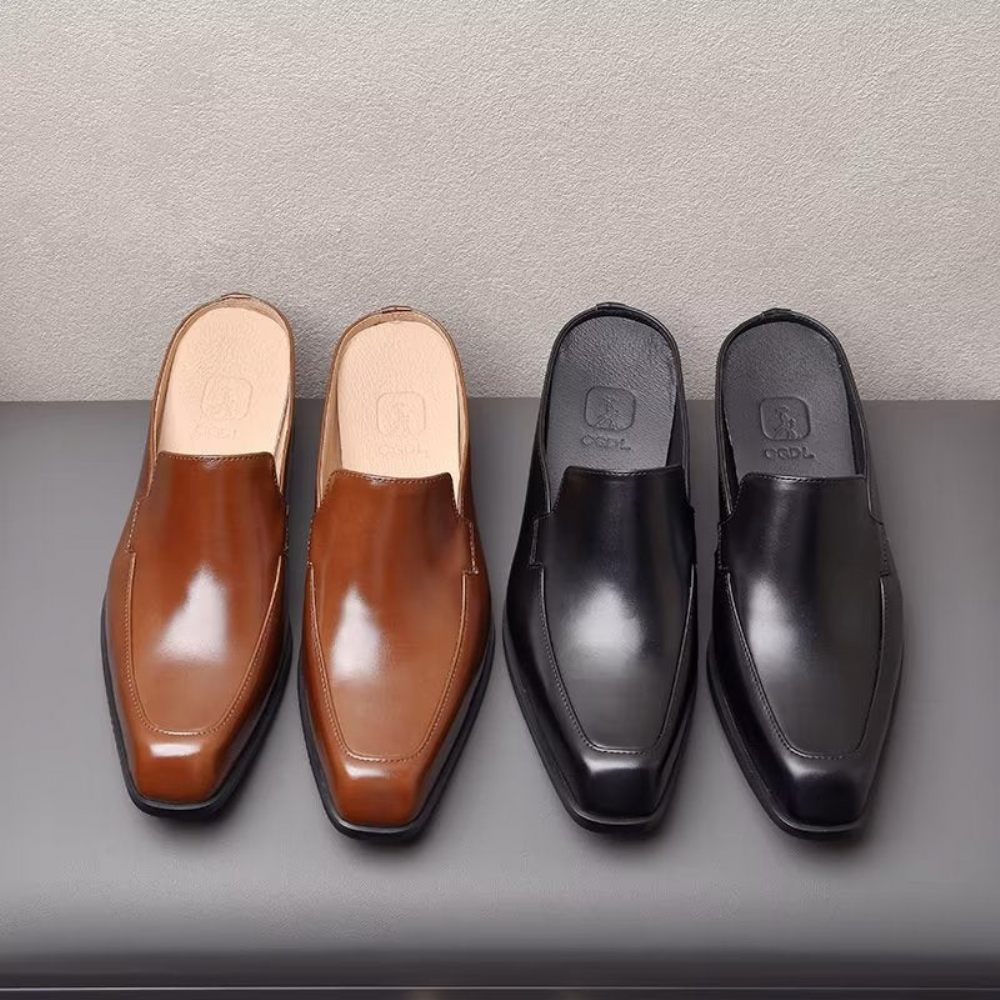 Chaussures Formelles Pour Hommes Habillées À Enfiler Cuir Véritable - Noir