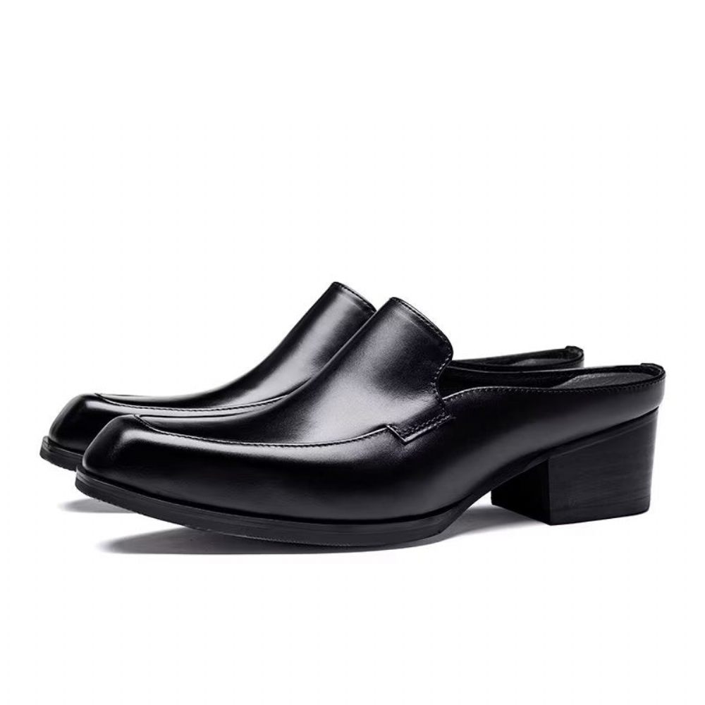 Chaussures Formelles Pour Hommes Habillées À Enfiler Cuir Véritable - Noir