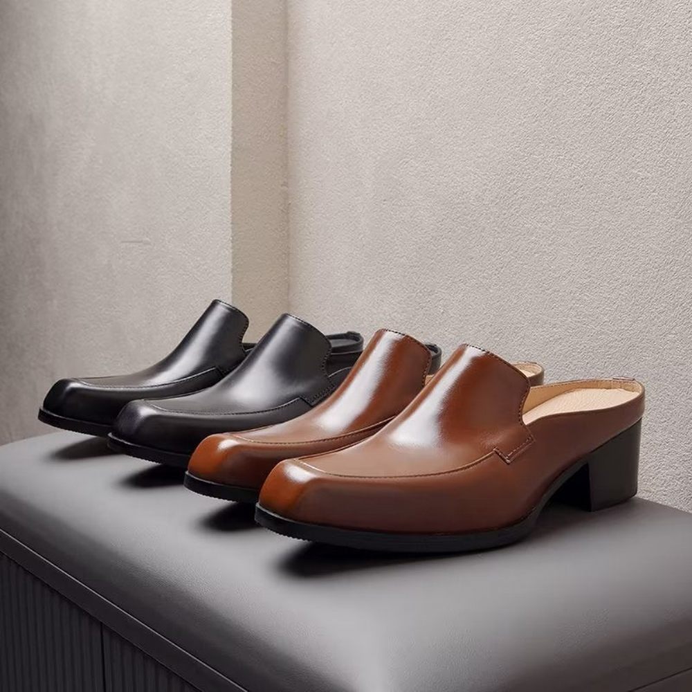 Chaussures Formelles Pour Hommes Habillées À Enfiler Cuir Véritable - Noir