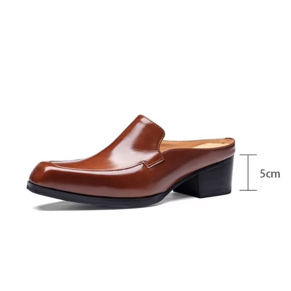 Chaussures Formelles Pour Hommes Habillées À Enfiler Cuir Véritable - Café