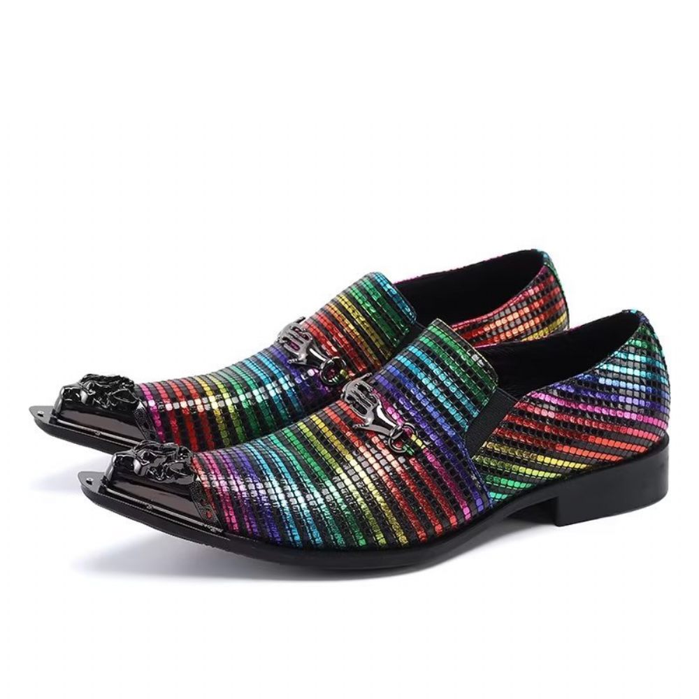 Chaussures Formelles Pour Hommes Habillées À Enfiler Cuir Véritable Élégance Exotique - Multicolore