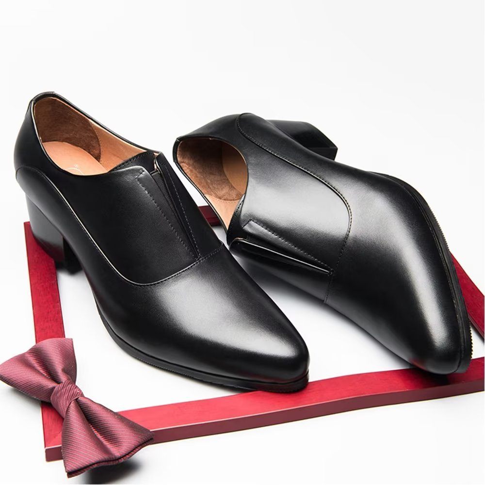 Chaussures Formelles Pour Hommes Habillées À Enfiler Elegancelux Relief - Noir