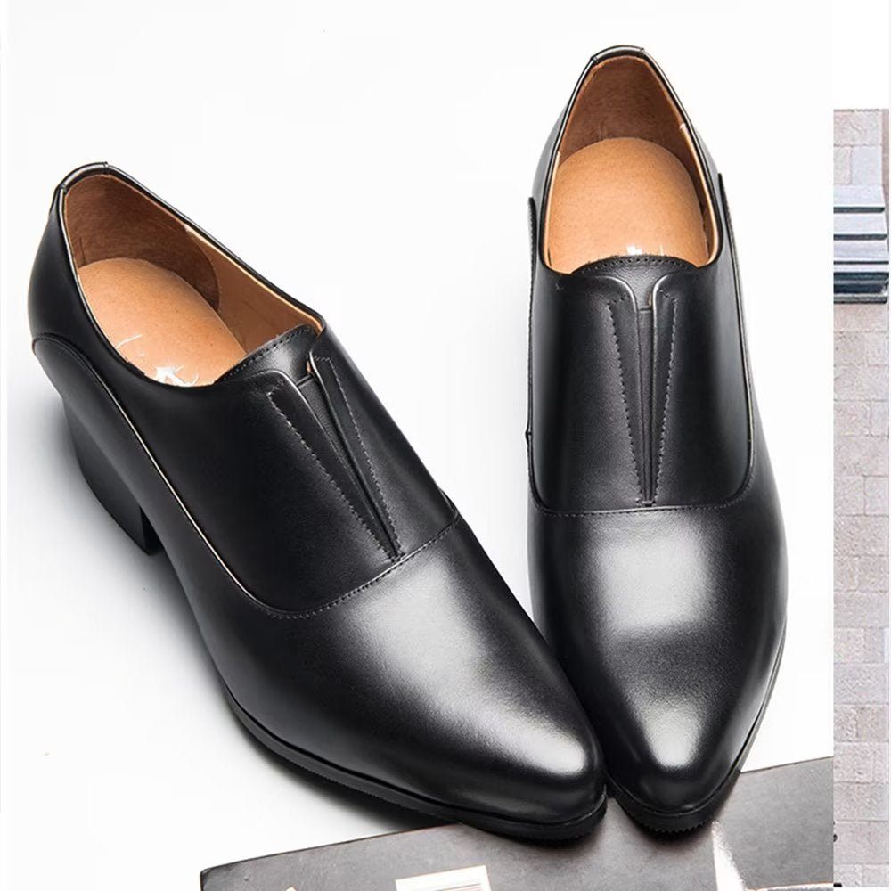 Chaussures Formelles Pour Hommes Habillées À Enfiler Elegancelux Relief - Noir