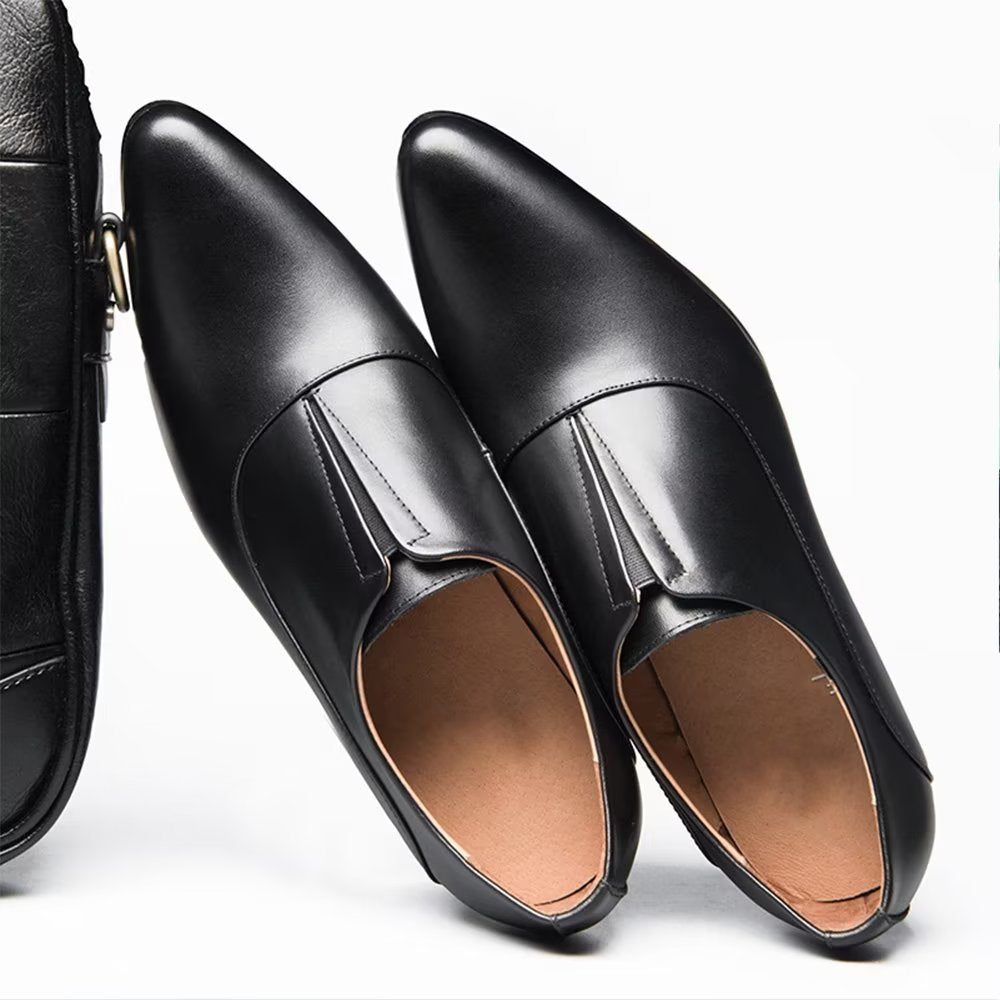 Chaussures Formelles Pour Hommes Habillées À Enfiler Elegancelux Relief - Noir