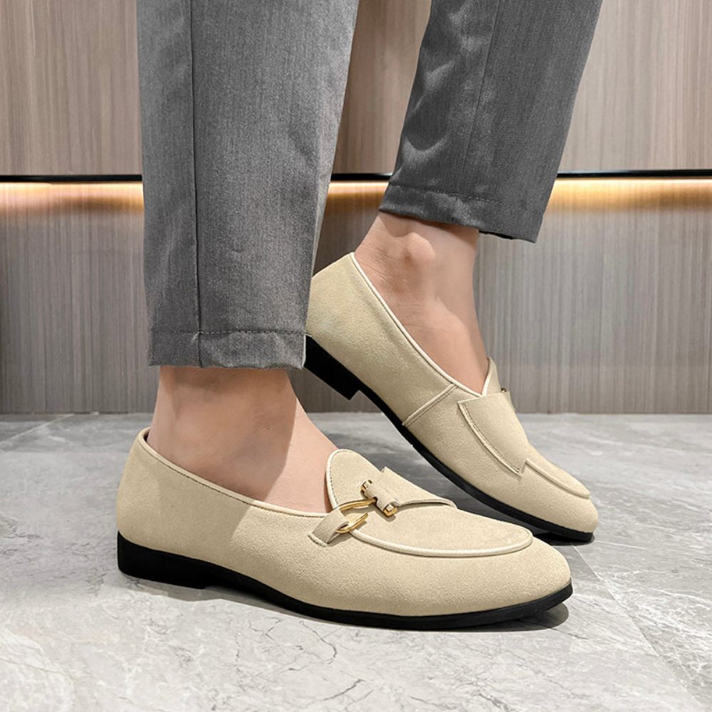 Chaussures Formelles Pour Hommes Habillées À Enfiler Style Brogue Modish - Beige