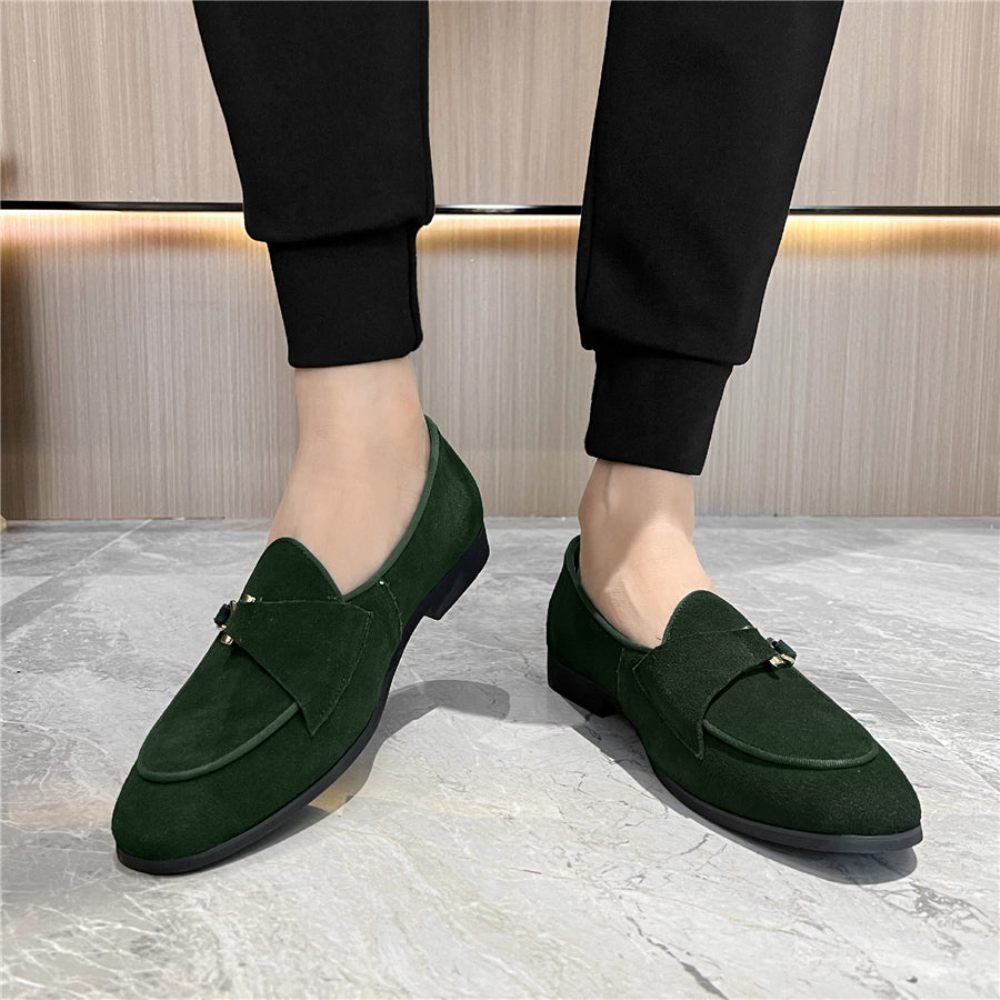 Chaussures Formelles Pour Hommes Habillées À Enfiler Style Brogue Modish - Vert