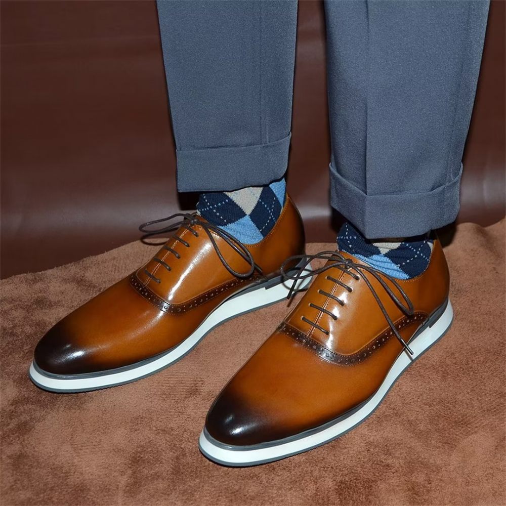 Chaussures Formelles Pour Hommes Habillées À Enfiler Style Exécutif - Marron