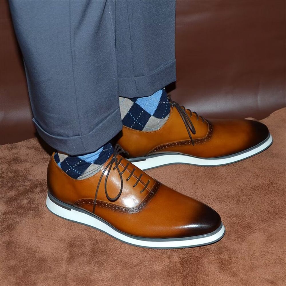 Chaussures Formelles Pour Hommes Habillées À Enfiler Style Exécutif - Marron