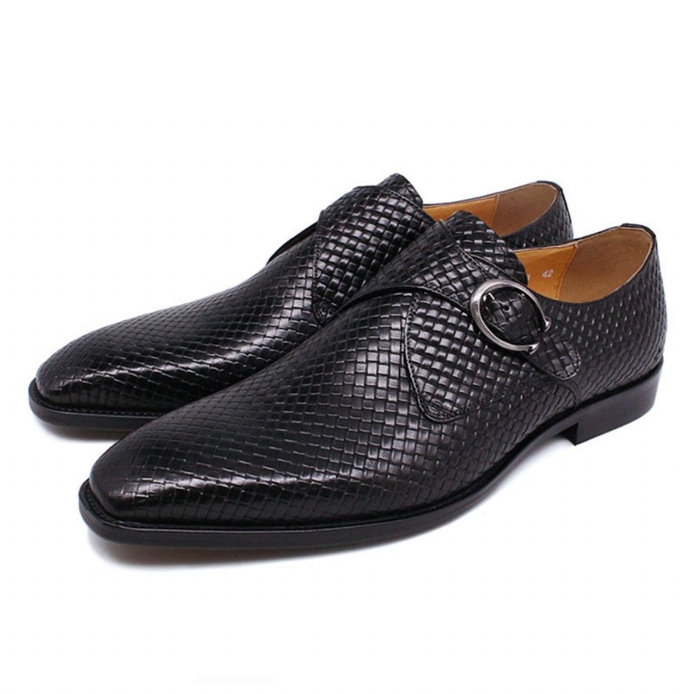 Chaussures Formelles Pour Hommes Habillées À Enfiler Texture Exotique Luxe - Noir