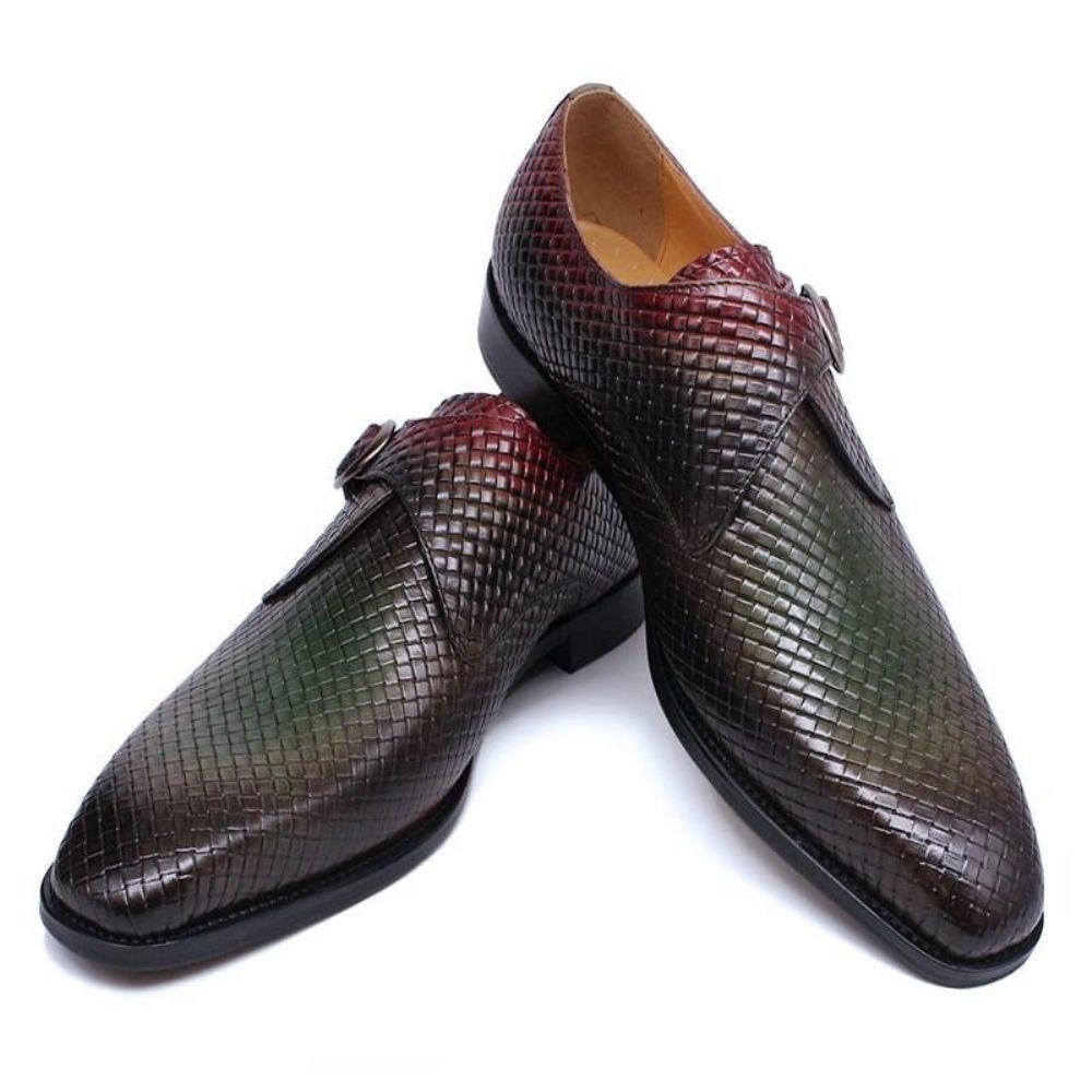 Chaussures Formelles Pour Hommes Habillées À Enfiler Texture Exotique Luxe - Rouge