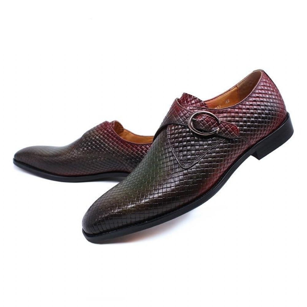 Chaussures Formelles Pour Hommes Habillées À Enfiler Texture Exotique Luxe - Rouge