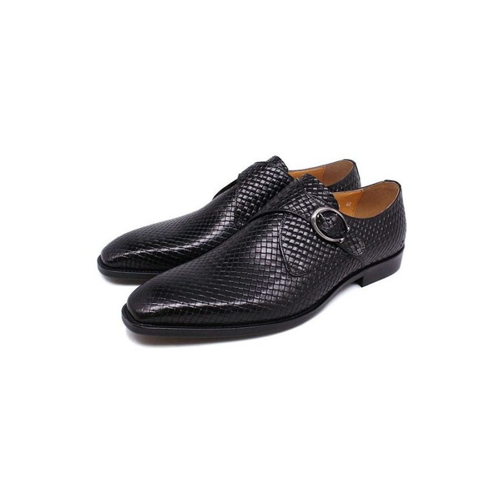 Chaussures Formelles Pour Hommes Habillées À Enfiler Texture Exotique Luxe - Noir