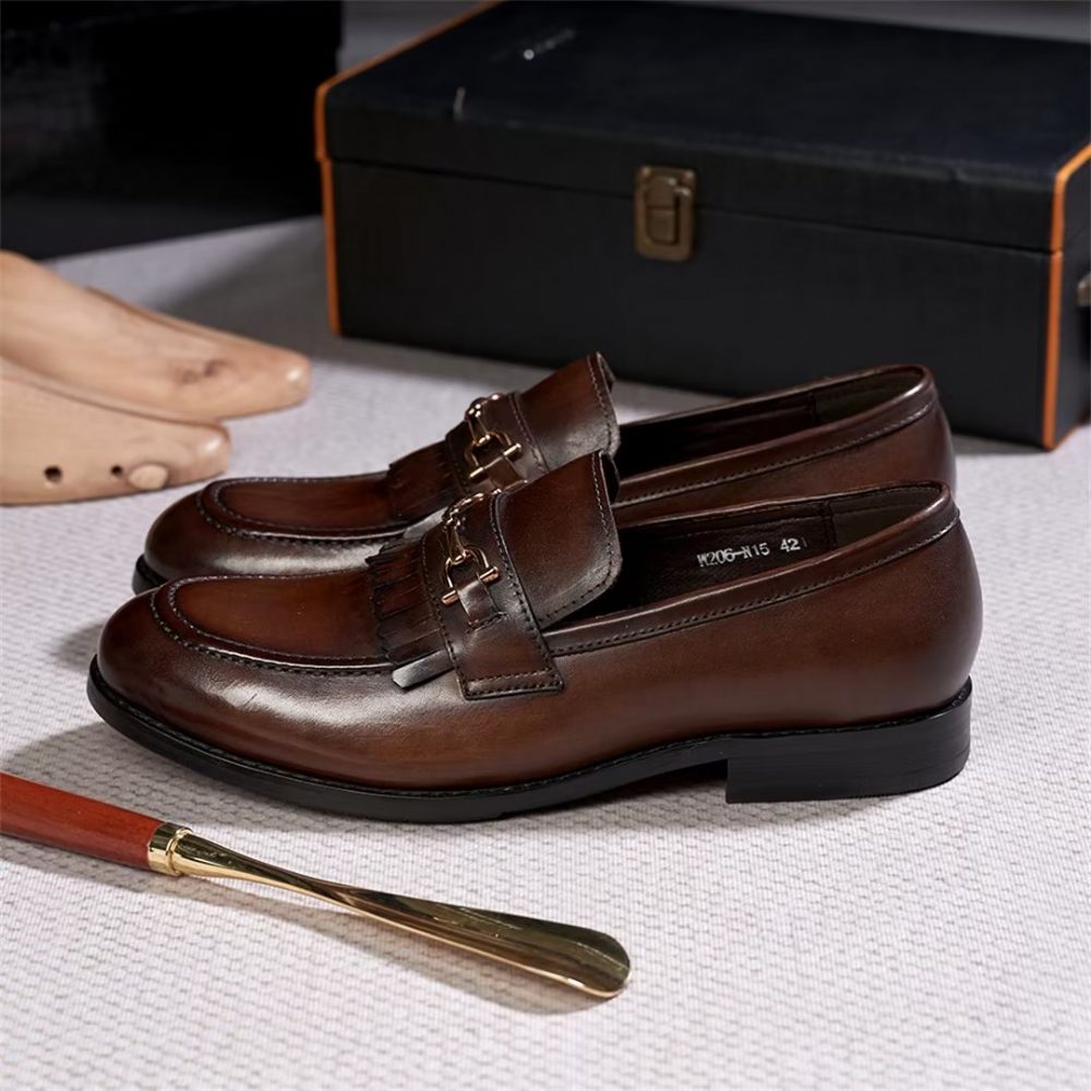 Chaussures Formelles Pour Hommes Habillées À Enfiler Urbaines Sophistiquées - Marron