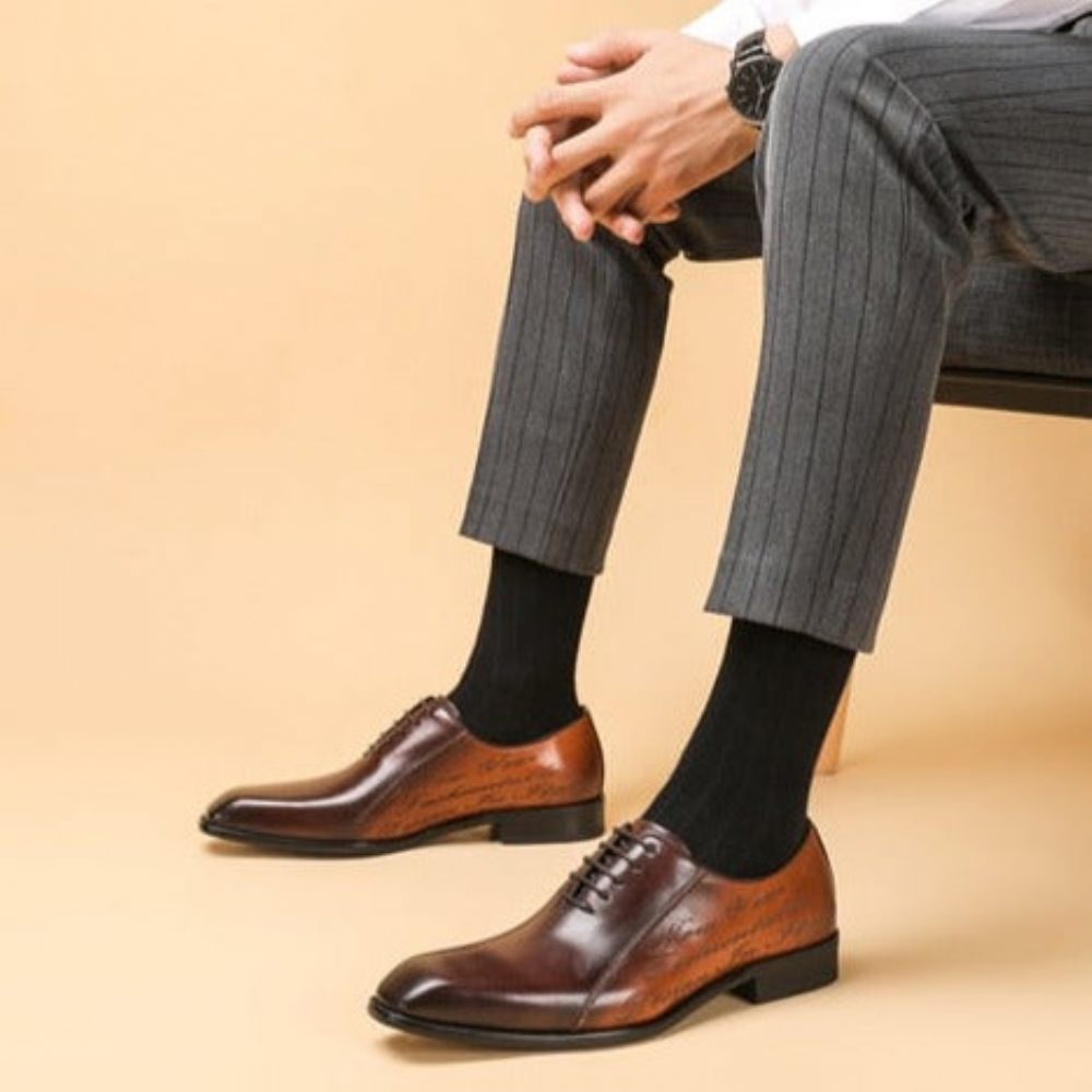 Chaussures Formelles Pour Hommes Habillées Exotiques Brogue - Café