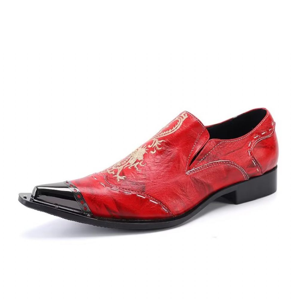 Chaussures Formelles Pour Hommes Habillées Exotiques À Enfiler - Rouge