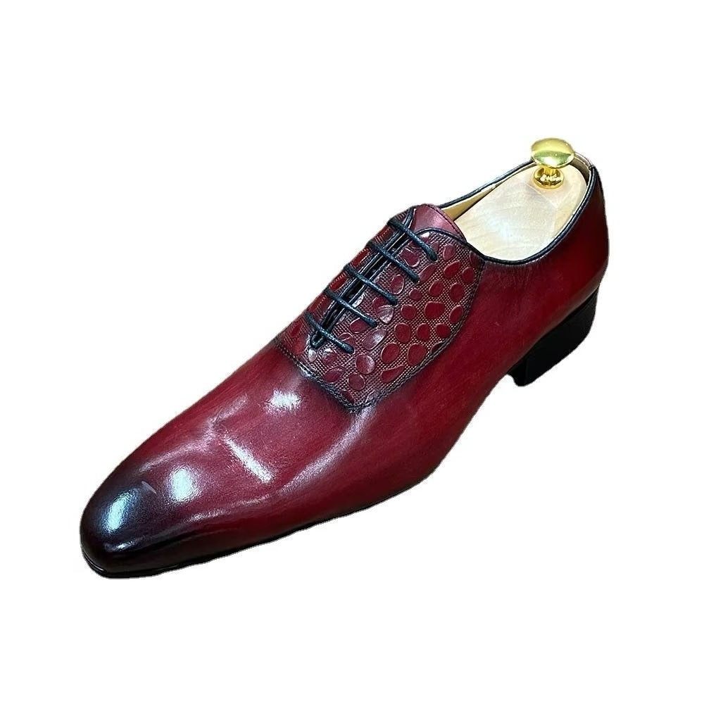 Chaussures Formelles Pour Hommes Habillées Exquises À Texture Croco - Rouge