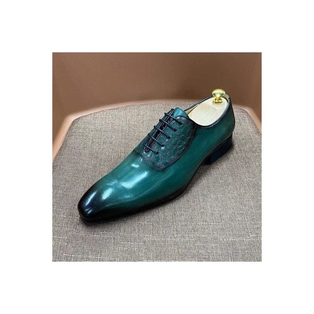 Chaussures Formelles Pour Hommes Habillées Exquises À Texture Croco - Vert