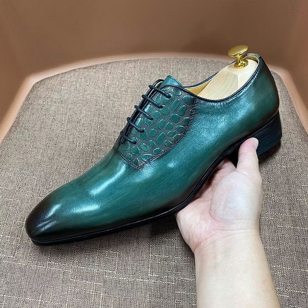 Chaussures Formelles Pour Hommes Habillées Exquises À Texture Croco - Vert