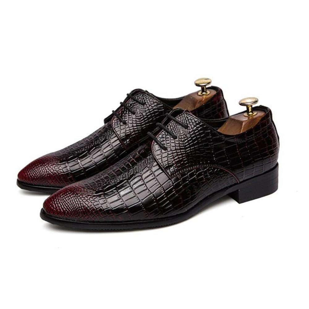 Chaussures Formelles Pour Hommes Habillées À Lacets Alligator Chic - Rouge