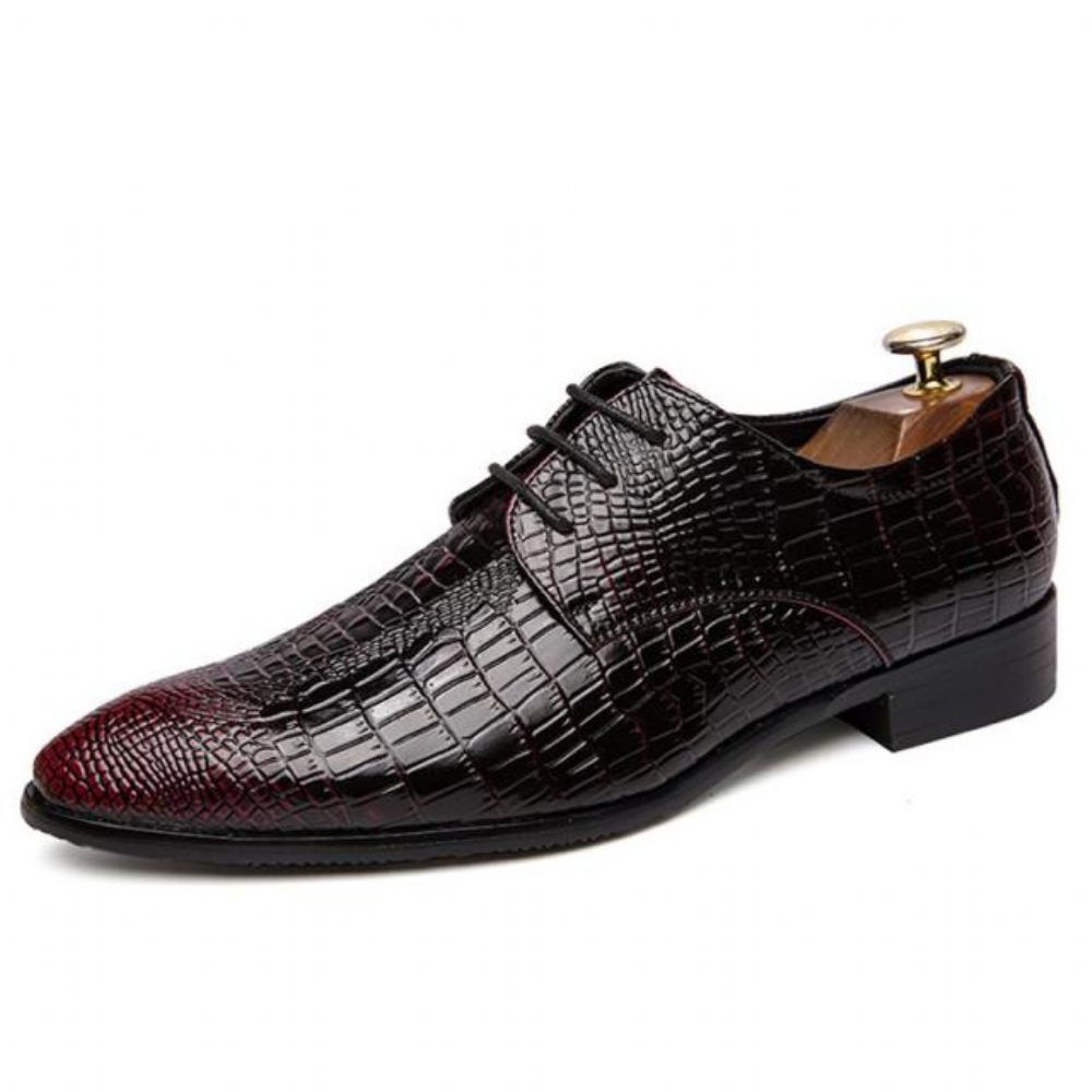 Chaussures Formelles Pour Hommes Habillées À Lacets Alligator Chic - Rouge