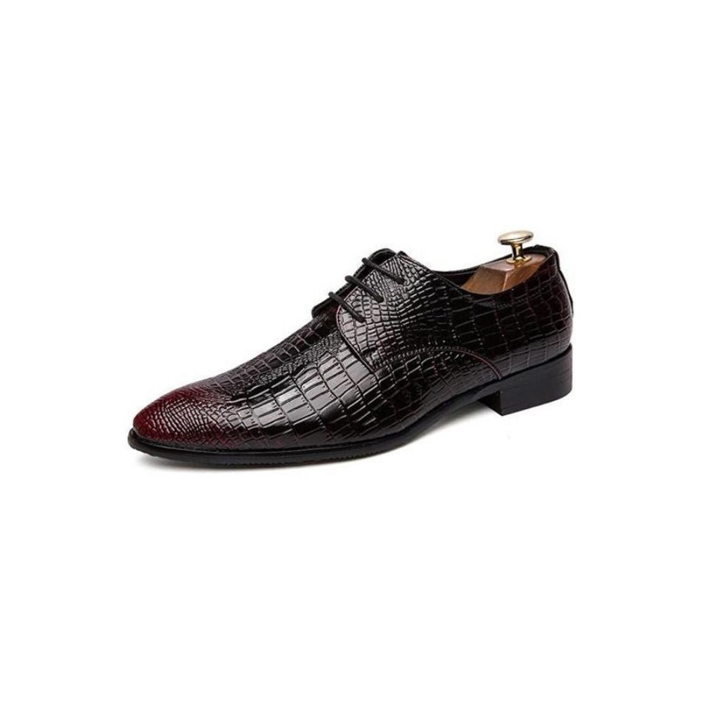 Chaussures Formelles Pour Hommes Habillées À Lacets Alligator Chic - Rouge