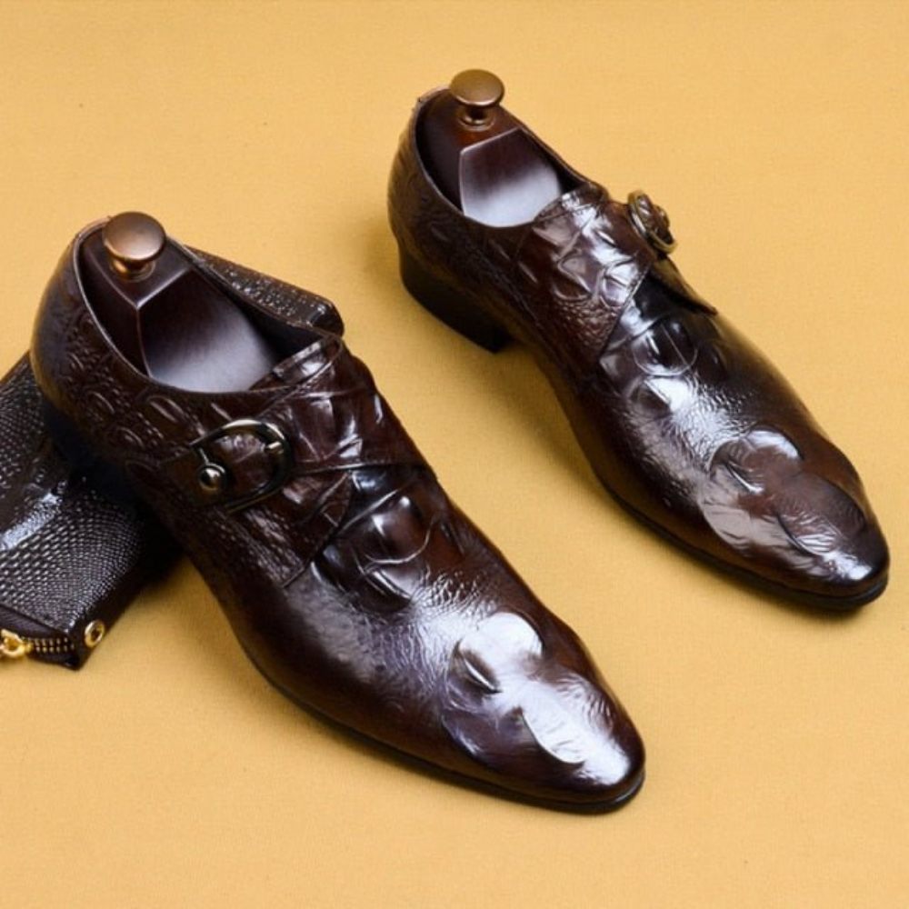 Chaussures Formelles Pour Hommes Habillées À Lacets Bout Pointu - Café