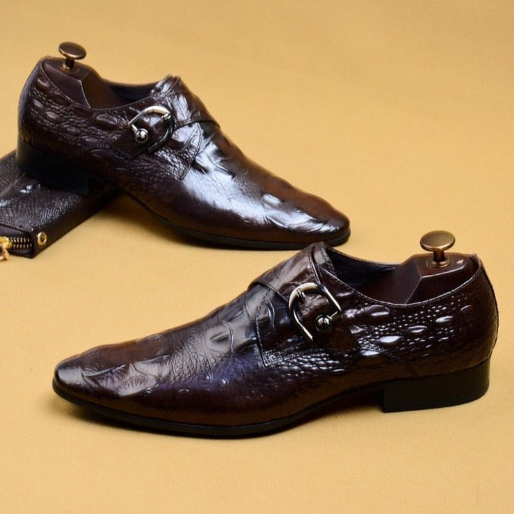 Chaussures Formelles Pour Hommes Habillées À Lacets Bout Pointu - Café