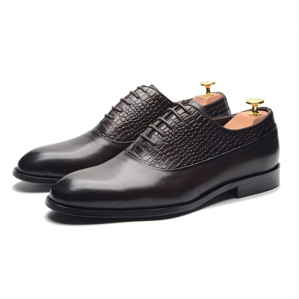 Chaussures Formelles Pour Hommes Habillées À Lacets Charme Contemporain - Café