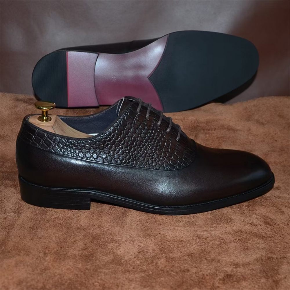 Chaussures Formelles Pour Hommes Habillées À Lacets Charme Contemporain - Café